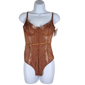 FRENCH TWIST LACE MESH LINGERIE BODYSUIT